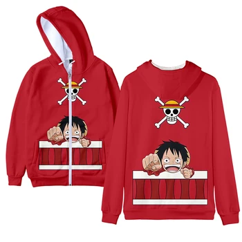 

Harajuku ONE PIECE Print Q Version Japanese Anime Cartoon Men Women Zipper Hoodies Jackets Tops Long Sleeve 3D Hooded Sweatshirt