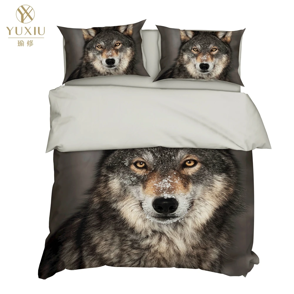 

YuXiu 3D Printing Animal Wolf Duvet Covers 3Pcs Sets Bedding Set Bed Linen Cover Pillowcases King Queen Full Twin Double