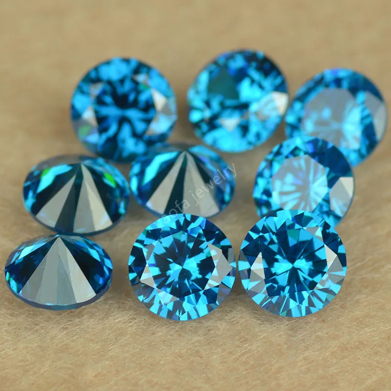 青水晶約2419g Sale 0.8~4mm AAAAA Loose Light Sea Blue Cubic Zirconia Stone