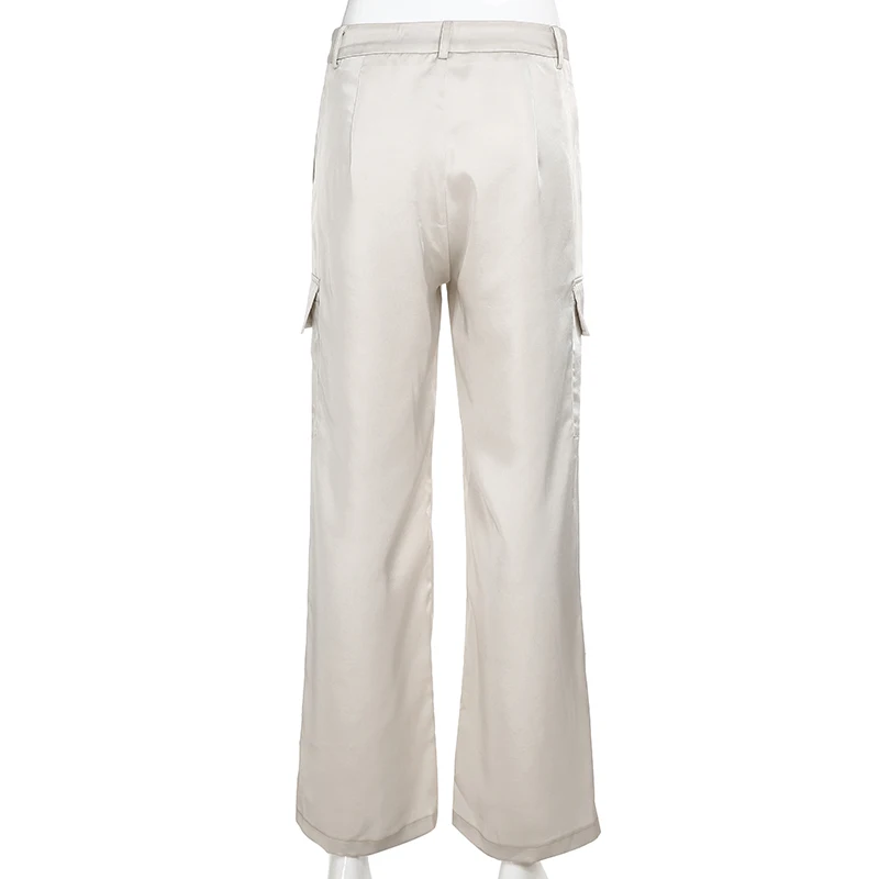 HEYounGIRL атласные брюки с высокой талией Капри повседневные свободные белые брюки женская уличная одежда элегантные спортивные брюки с полосками карман