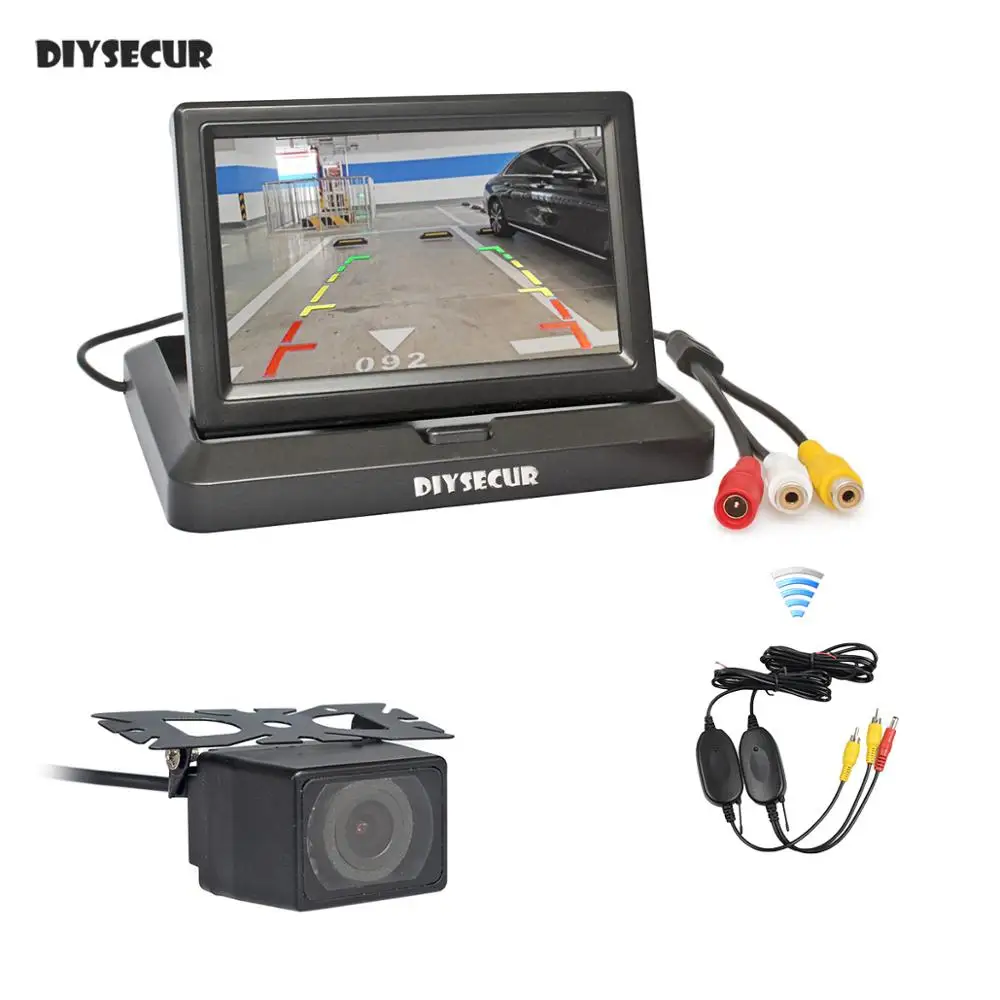 Diysecur Wireless 5 Inch Rear View Monitor Car Monitor Waterproof Ir