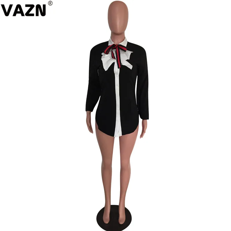 VAZN, хит, рубашки из жоржета для молодых девушек, модная Однотонная рубашка с кукольным воротником и длинным рукавом, женские облегающие обычные рубашки
