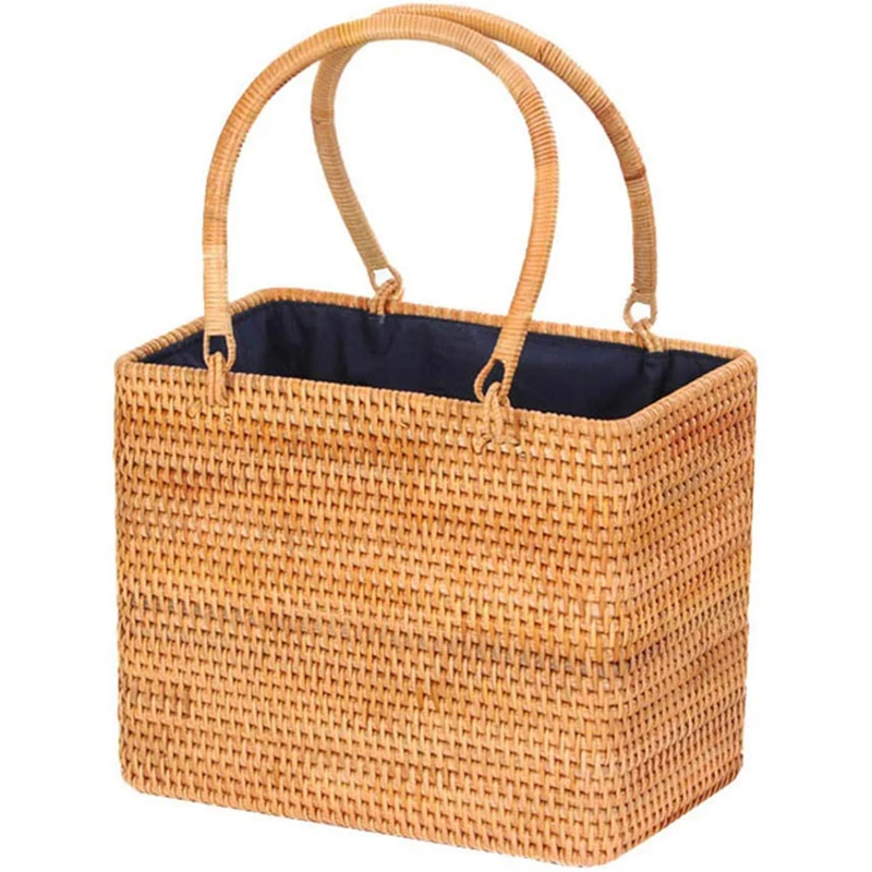 

Storage Basket Fashion Women Handmade Rattan Storage Basket Bamboo Bag Travel Holder Organizer Handbags,Large