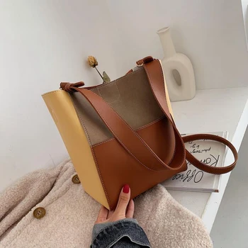 

High Capacity Solid Color Bucket Bags For Women 2019 Crossbody Shoulder Bag Female Handbags