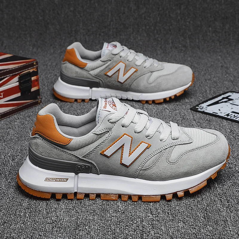 Ew-zapatos de cuero de alta gama para hombre y mujer, zapatillas deportivas modernas en forma de N para correr, para parejas al aire libre