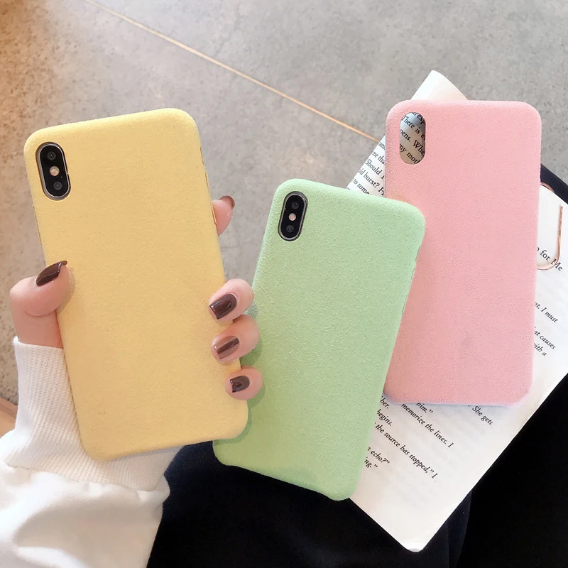 

Candy Colored Suede Phone Case For iPhone 11 11 Pro Max XR XS Max X 7 8 Plus Full protection Back cover For iPhone 11 Pro