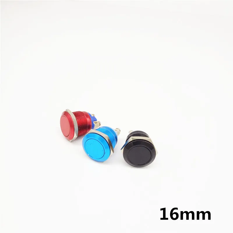 16mm Waterproof Reset Metal Push Button Switch  Flat Round Head Door Bell Horn Car Auto Engine Start