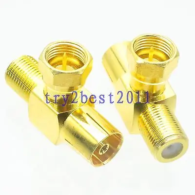 

DHL/EMS 50 Sets 1pce Adapter connector F TV plug and jack pin to IEC PAL DVB-T jack pin COAXIAL -C1