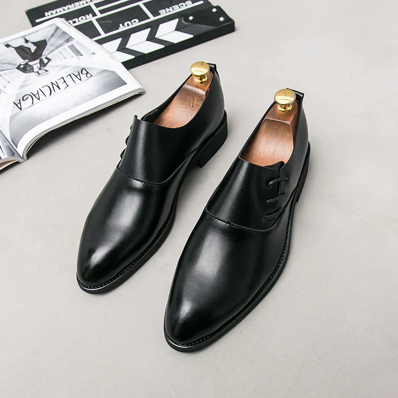 

New Fashion Leather Shoes Black Anti Slip Casual Shoes Comfortable Formal Business Oxfords High Quality Classic Dress Oxfords