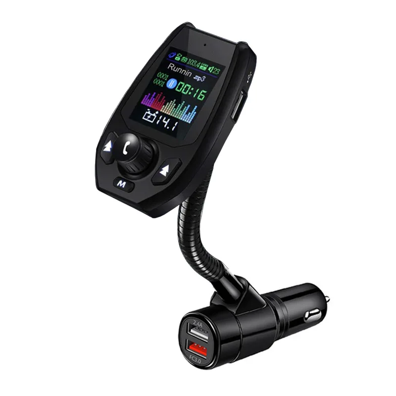 JaJaBor fm-передатчик модулятор Bluetooth 5,0 автомобильный комплект Hands Free AUX Play Поддержка TF карта U воспроизведение диска QC3.0 Быстрая зарядка