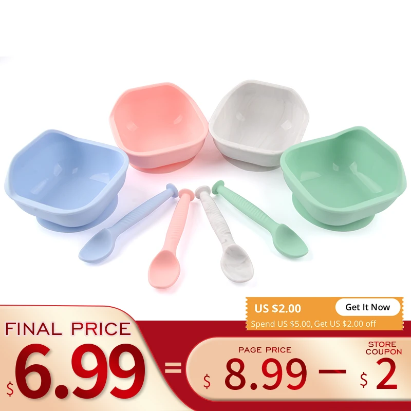 

LOFCA 1set Silicone Baby-Feeding Bowl Set Silicone-Tableware-Children BPA-Free Food Grade Silicone Baby Goods