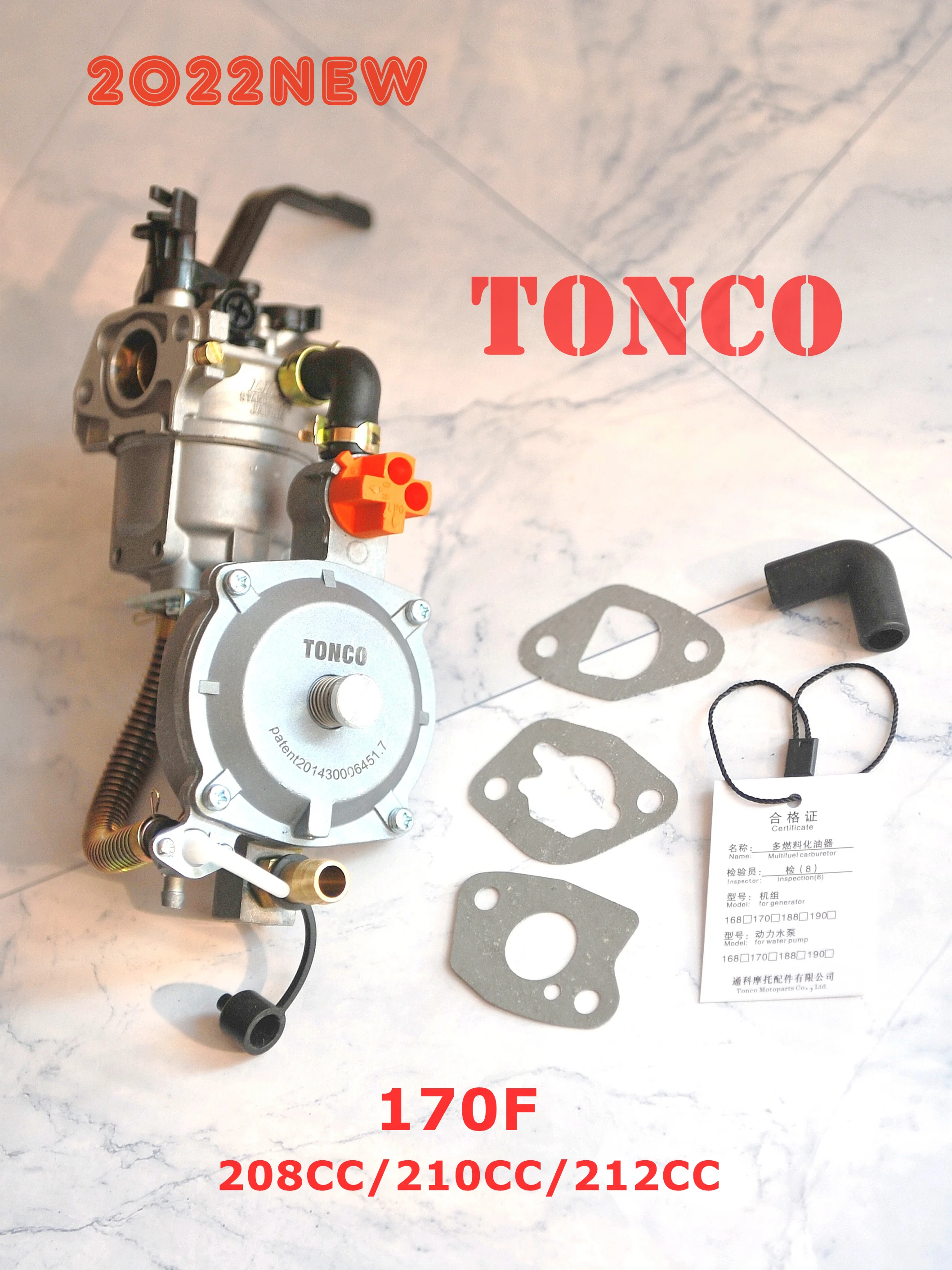 Dual Fuel Carburetor 170F Dual Fuel Carburetor for Gasoline Generator LPG NG Propane CONVERSION Hybrid 2.8KW GX200 TONCO +scarf
