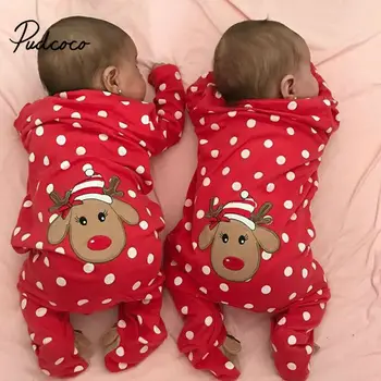 

Xmas Elk Embroidery Romper Baby girl Boy Clothes Long Sleeve Body Suit Newborn Jumpsuits Christmas One Piece Clothes 0-18 Months