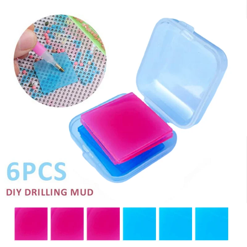 6Pcs Silicone ResinClay With Storage Box Embroidery DIY Crafts Drilling Mud Point Drill Pen DIY Crafts 2021