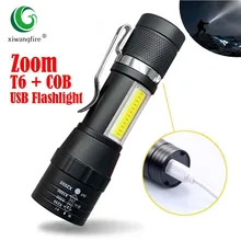 Lanterna led portátil t6 cob luz lanterna recarregável built-in bateria zoom lanterna 3 modo à prova dwaterproof água tocha de emergência