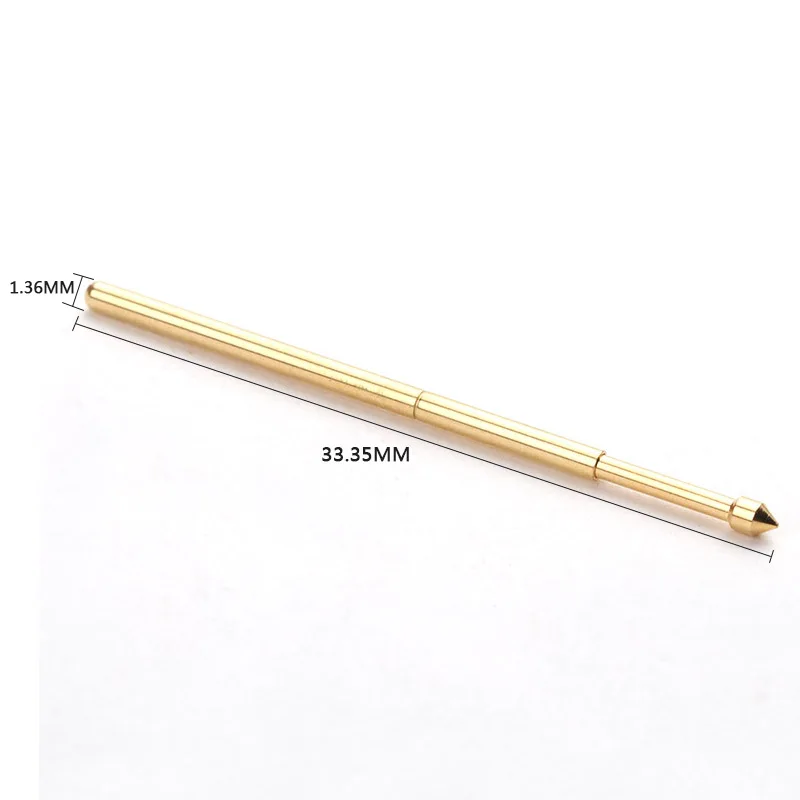 

PA100-E 100pcs Test Probe Spring Brass Gold Plated For Testing Circuit Board Electronic Instrument Tool Length About 33.35mm