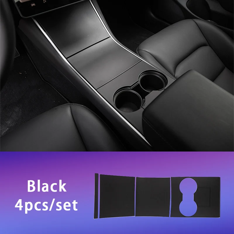 Для tesla модель 3 аксессуары/автомобильные аксессуары tesla центральная консоль модель 3 tesla три центральная консоль tesla модель 3 Карбон - Название цвета: matte black 4pcs