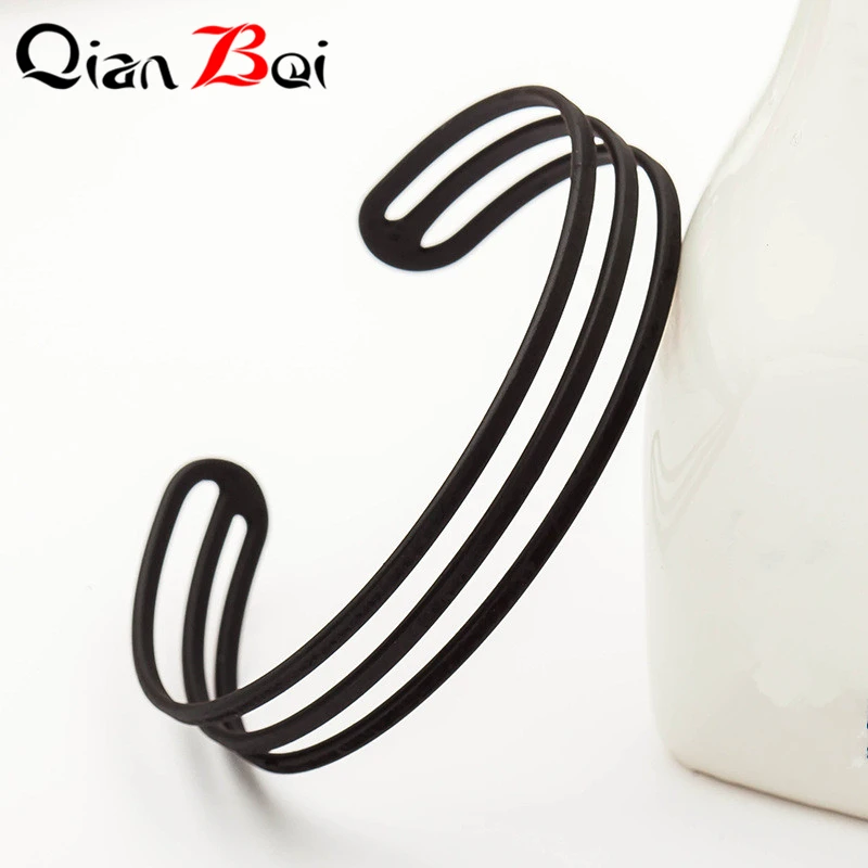 

QianBei 1Pcs Vintage Women Metal Gold Silver Black Bangle Cuff Bracelet Fashion Charming Jewelry Lots Style For Party