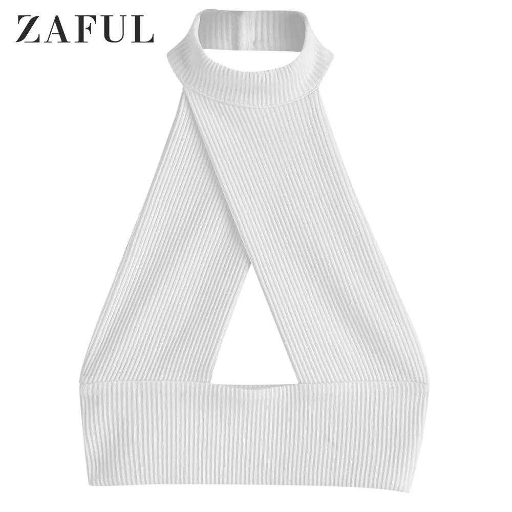 ZAFUL женские топы без рукавов летние открытая спина перекрещивающиеся Холтер
