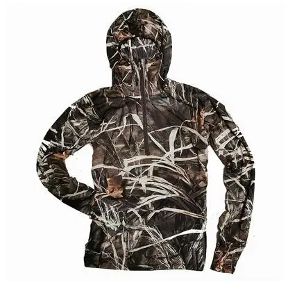 Summer Ultra-Thin Quick-Drying Bionic Camouflage T-Shirt Tops Male Hunting Fishing Hiking Sunscreen Hooded T-Shirts Long Sleeve sport t shirt long sleeve t shirt