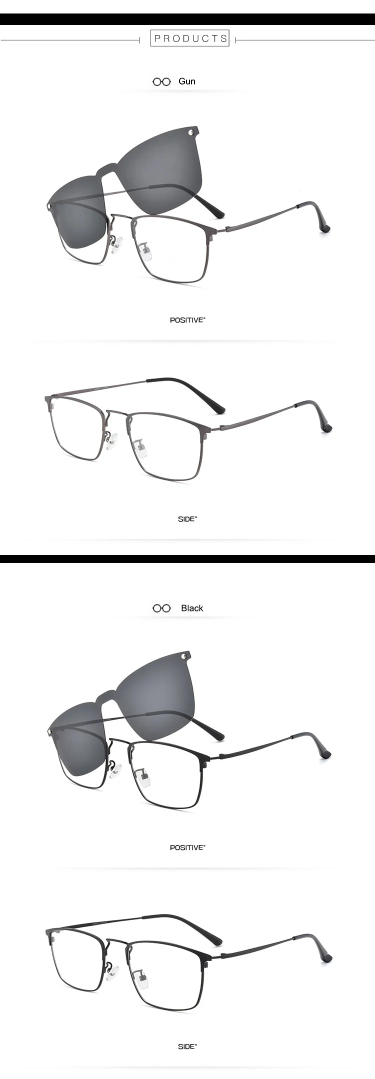 Мужские деловые очки для близорукости из титанового сплава, поляризованные солнцезащитные очки с интегрированными магнитными клипсами, металлические очки по рецепту