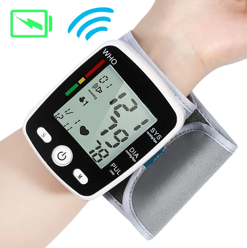 Automatic Voice Wrist Digital Blood Pressure Monitor Tonometer Meter USB Charge Wrist W355 Germany Chip LCD Display_018