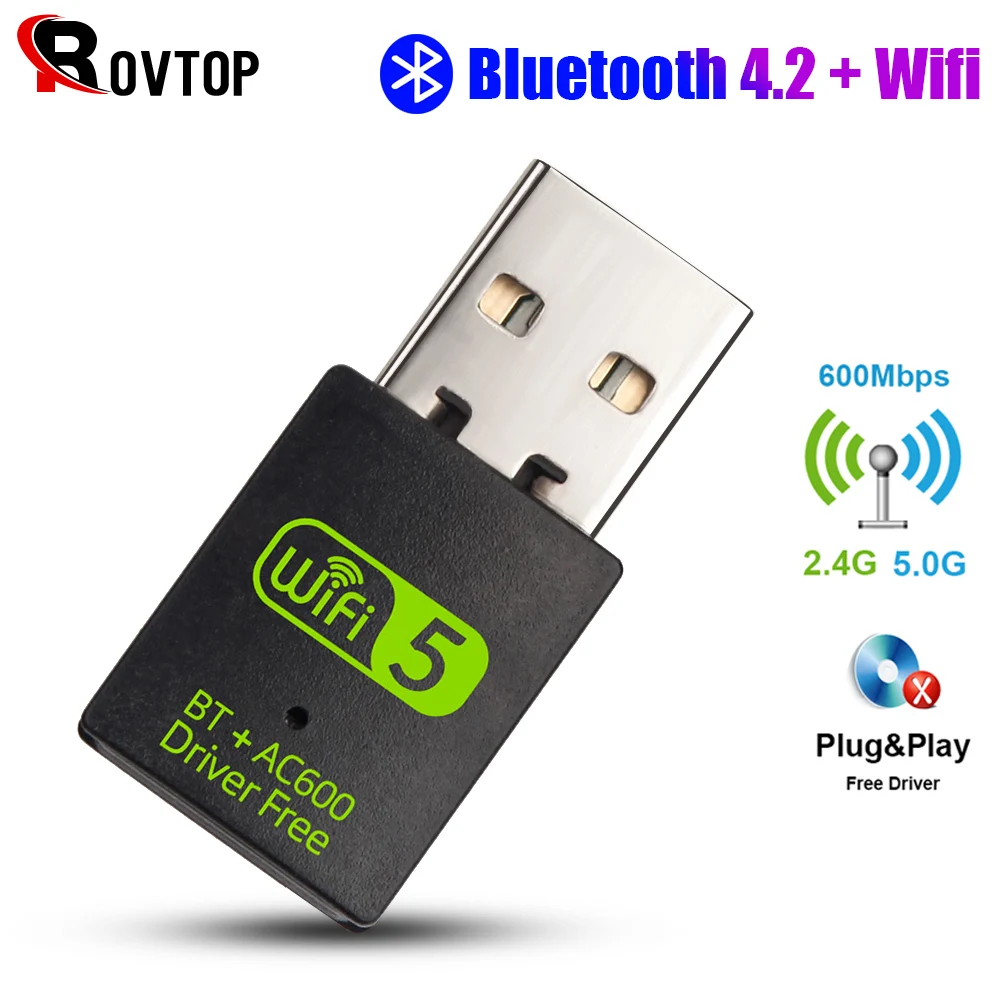 2 в 1Bluetooth 4,2 и Wifi адаптер 600 Мбит/с Wi Fi адаптер 5 ГГц антенна USB Ethernet ПК Wifi ключ AC Wifi приемник Бесплатный драйвер