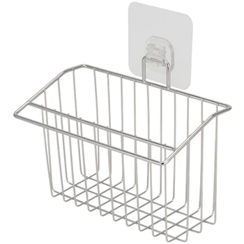 

3-In-1 Adhesive Kitchen Sponge Holder, Dish Brush Holder And Dish Cloth Holder, Stainless Steel Kitchen Sink Organization Basket