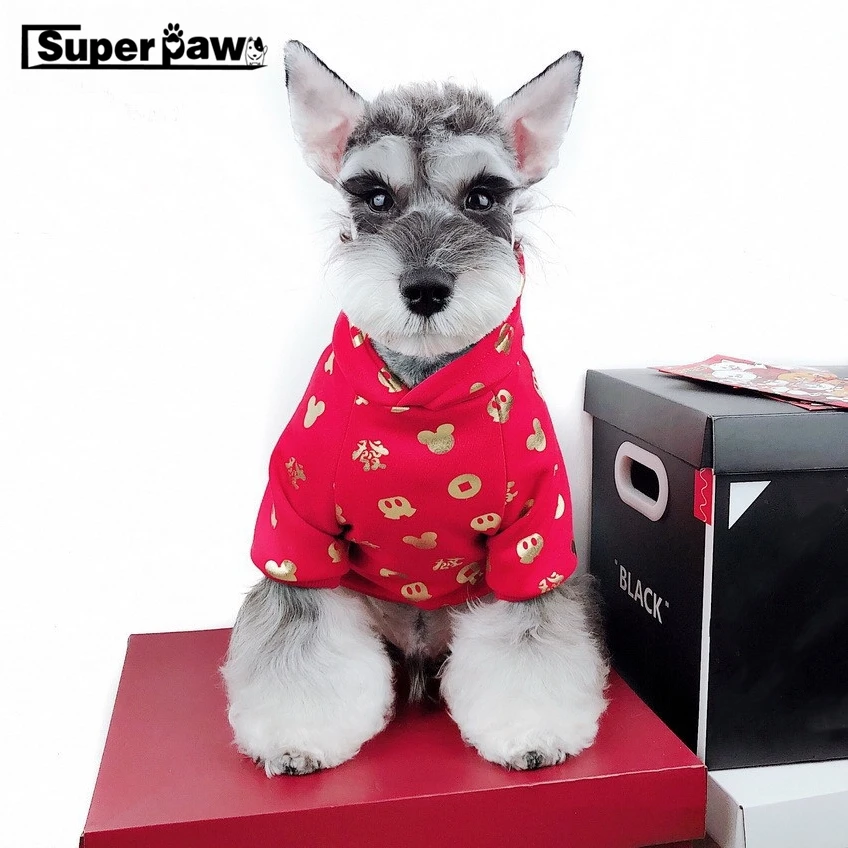 

New Year Dog Clothes Pet Puppy Festival Hoodie Coat French Bulldog Schnauzer Chihuahua Jacket for Dogs Winter Keeping Warm AQC34