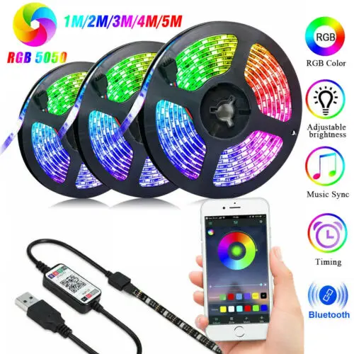 

5M LED Light Bar USB Power Supply LED Light Bar APP Connection Light Bar 5050 RGB TV Backlight Bluetooth Remote Control Music
