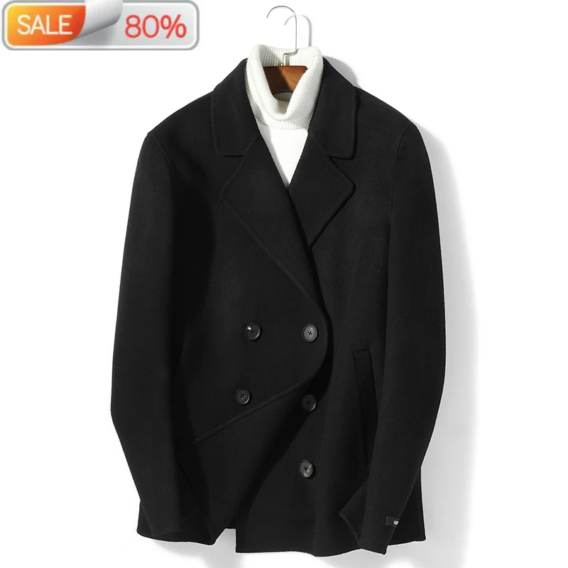

100%Wool Autumn Winter Jacket Men Double-side Woolen Coat Mens Jackets and Coats 4xl Abrigo Hombre P-SA63AZ ND1405