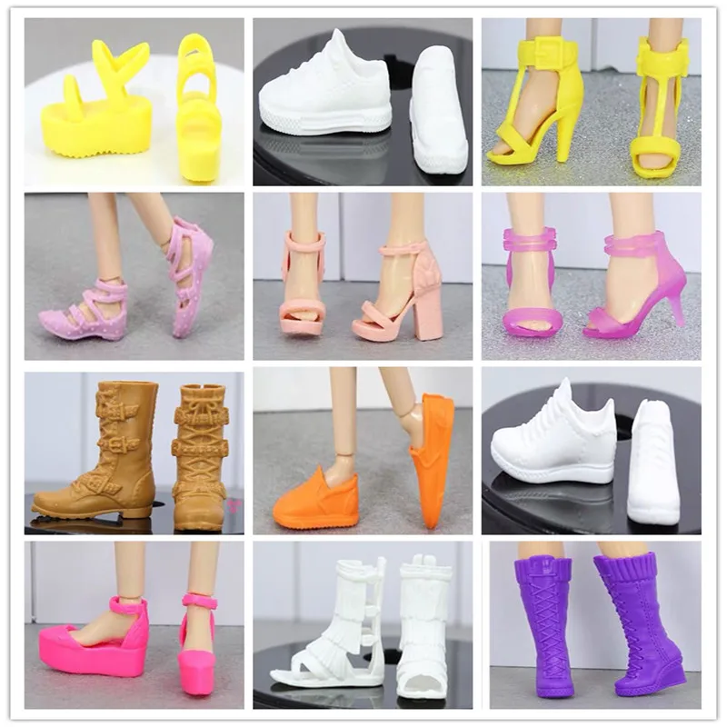 Original 1/6 Doll Shoes White Blue Green Gold Personality Doll Dressing Decors Princess Boots Shoes Sandals Kids Gifts Toy