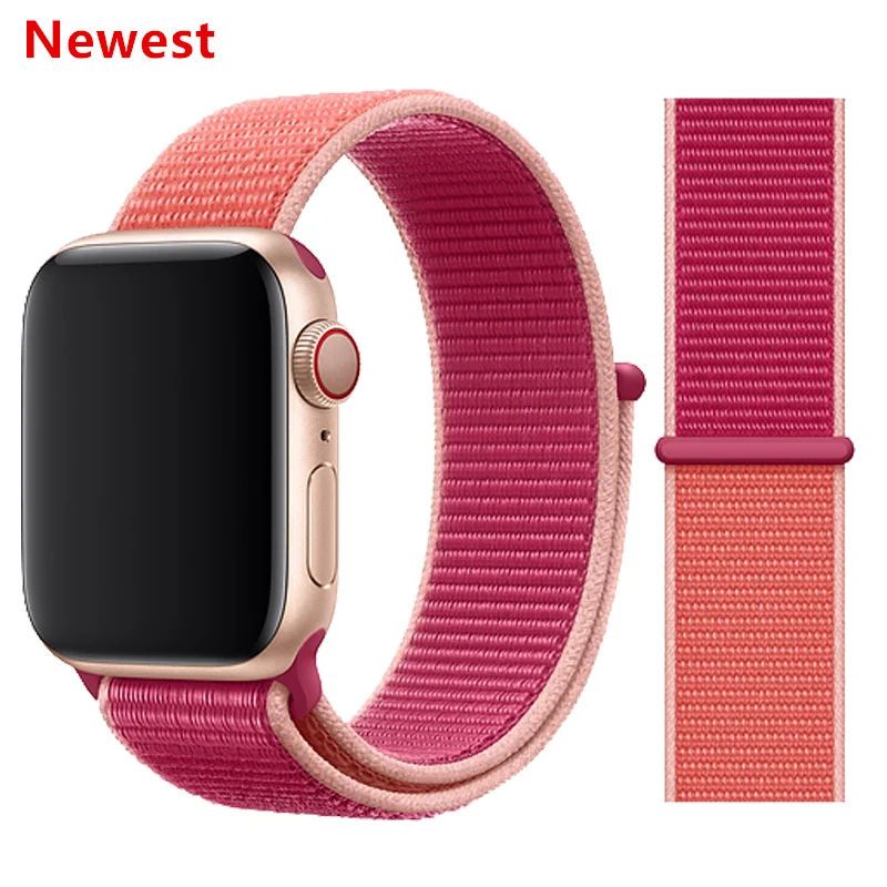 Pomegranate Нейлоновый ремешок для Apple watch 5 ремешок 44 мм 40 мм iWatch ремешок 42 мм 38 мм спортивный ремешок для часов Браслет Apple watch 4 3 2 1 38 40 44 мм - Цвет ремешка: Pomegranate