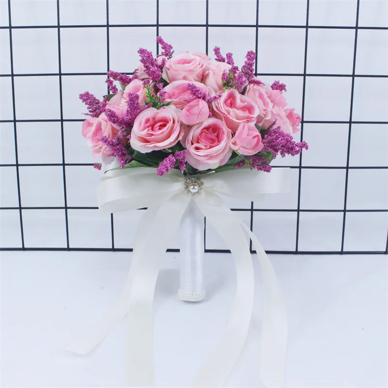 Wedding Bouquets Bridal Bridesmaid Wedding Bouquet Handmade Artificial Flower Rose Silk Flowers For Wedding Decor