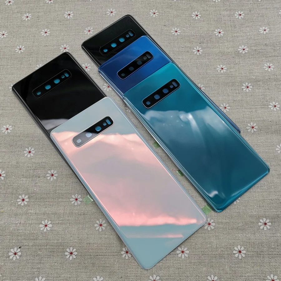 10 шт. задняя крышка аккумулятора чехол для samsung Galaxy S10 SM-G973F G973 S10+ S10 Plus G975F G975 Задняя стеклянная крышка корпуса+ объектив камеры