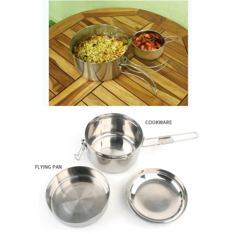 Открытый набор посуды для кемпинга из нержавеющей стали складной Ультра-легкий портативный экологически чистый термос для обеда комбинация горшок S
