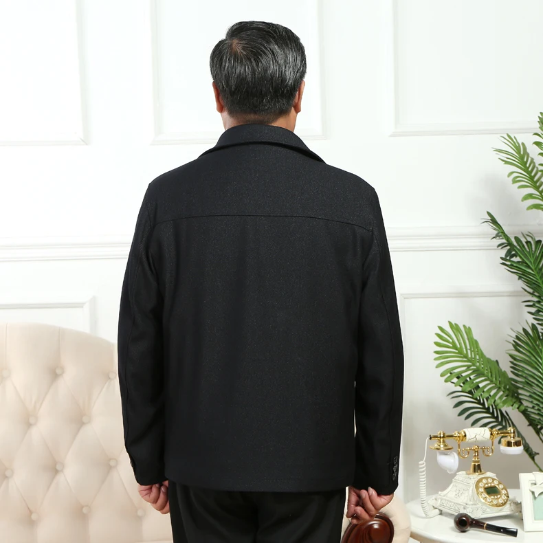 Mu Yuan Yang Осенняя Новая мужская повседневная куртка классическая деловая однотонная куртка с отворотом плюс бархатное толстое осеннее и зимнее пальто
