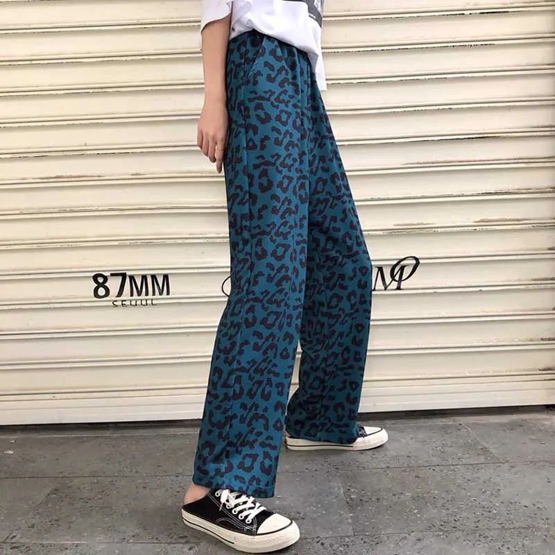 One-Piece Summer For Female Sport Leopard Casual Pants 2020 New Vintage Fashion Plus Size Loose High Waist Trousers Women Pants