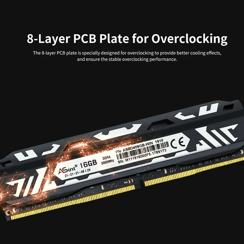 ASint DDR4 2666 МГц 16 Гб высокопроизводительный ПК Оперативная память 8-Слои PCB XMP2.0 с высоким Термальность проводимости тепла раковина память для настольного компьютера