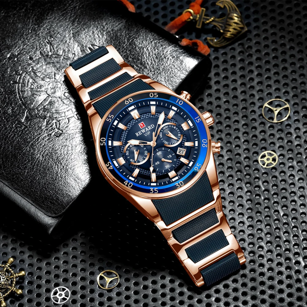 Mens Watches Top Brand Luxury Relogio Masculino Quartz Watches For Men Sports Blue Chronograph Wate-5