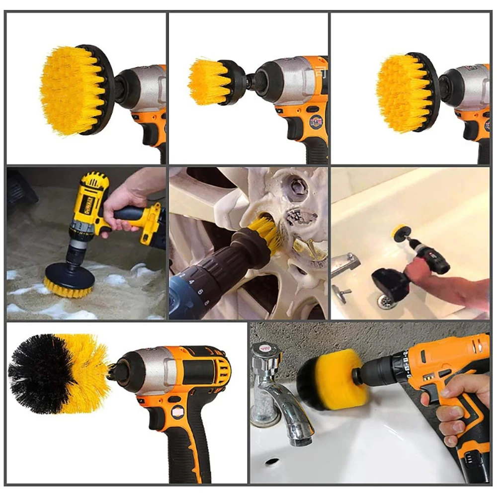 

2/3.5/4'' Electric Scrubber Brush Drill Brush Kit Plastic Round Cleaning Brush For Carpet Glass Car Tires Nylon Brushes 3pcs