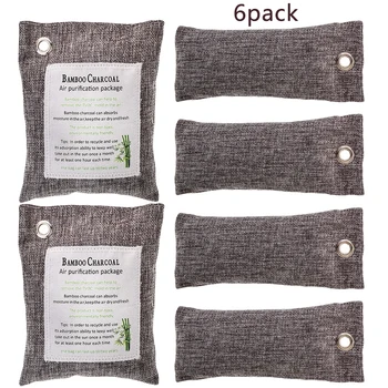 

6Pack Naturally Activated Bamboo Charcoal Air Purifying Bag Odor Neutralizer Car Offices Home Shoes Odor Remover Freshener