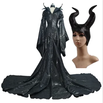 

High Quality Custom Made Dark Witch Maleficent Adult Women Halloween Party Cosplay Costume Maleficent Dress