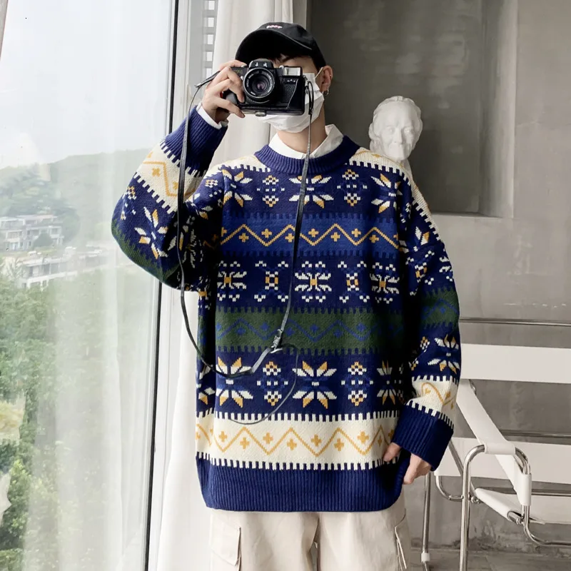 Winter Sweater Men's Warm Fashion Retro Casual Knit Sweaters Man Sweter Clothes Wild Loose Long-sleeved Pullover Men M-2XL Winter Sweater Men's Warm Fashion Retro Casual Knit Sweaters Man Sweter Clothes Wild Loose Long-sleeved Pullover Men M-2XL