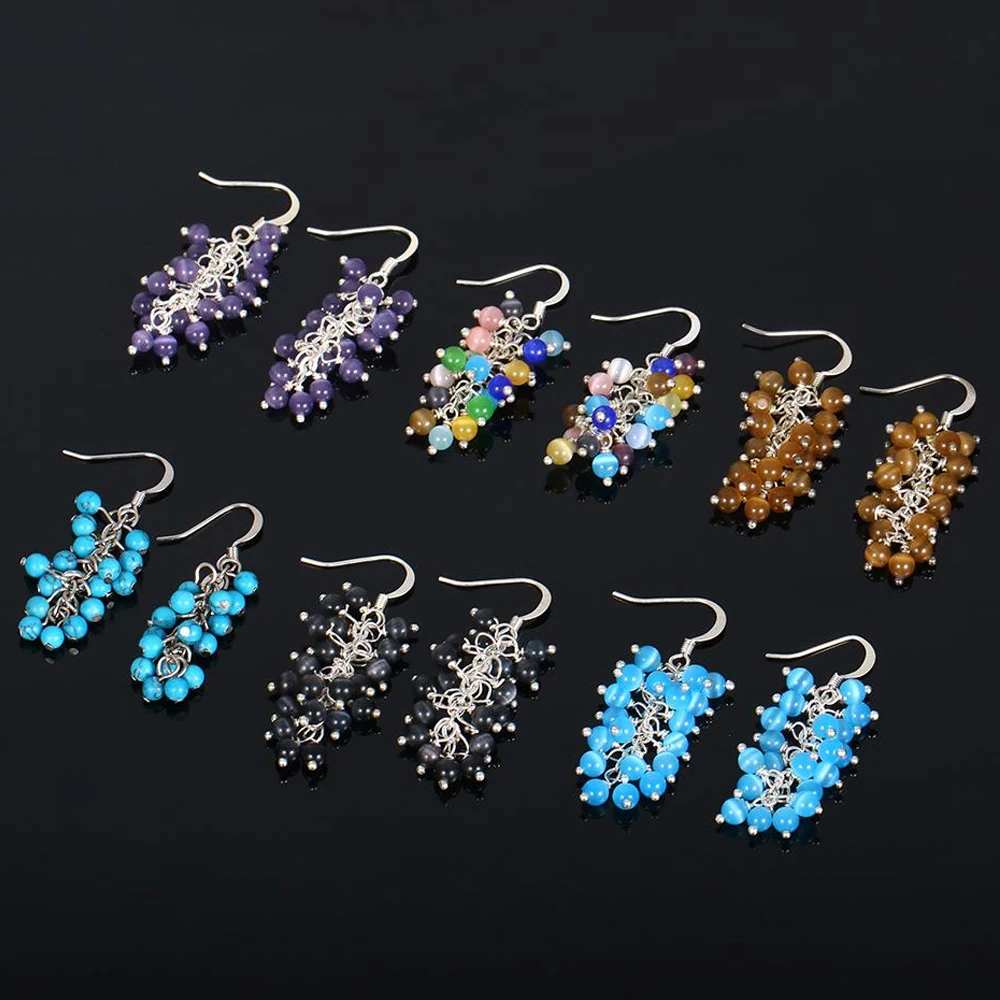 ShinyGem модные разноцветные Круглые серьги из бисера с кошачьим глазом 4 мм милые