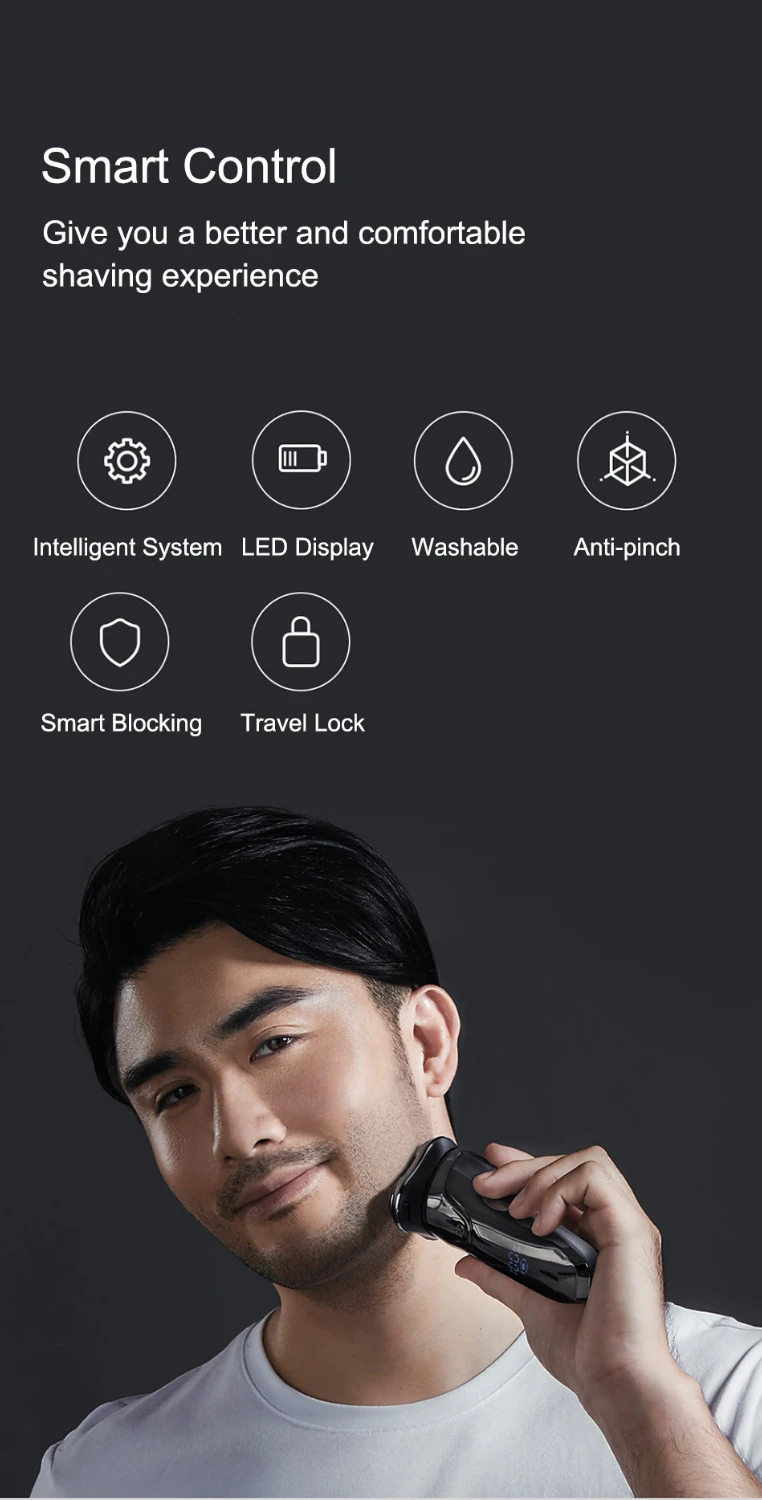 Xiaomi Soocas PIN JING электробритва Мужская моющаяся USB перезаряжаемая Беспроводная 3D умная бритва для бритья бороды