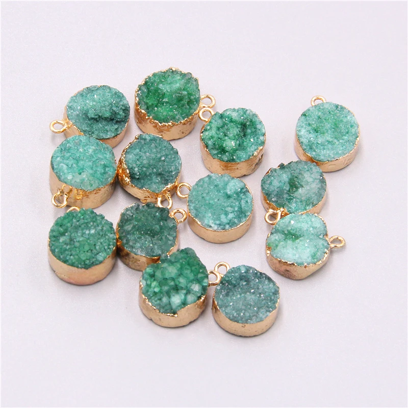 Круглые зеленые кристаллические друг зы 2 шт. подвески из кристаллов Geode quartz для
