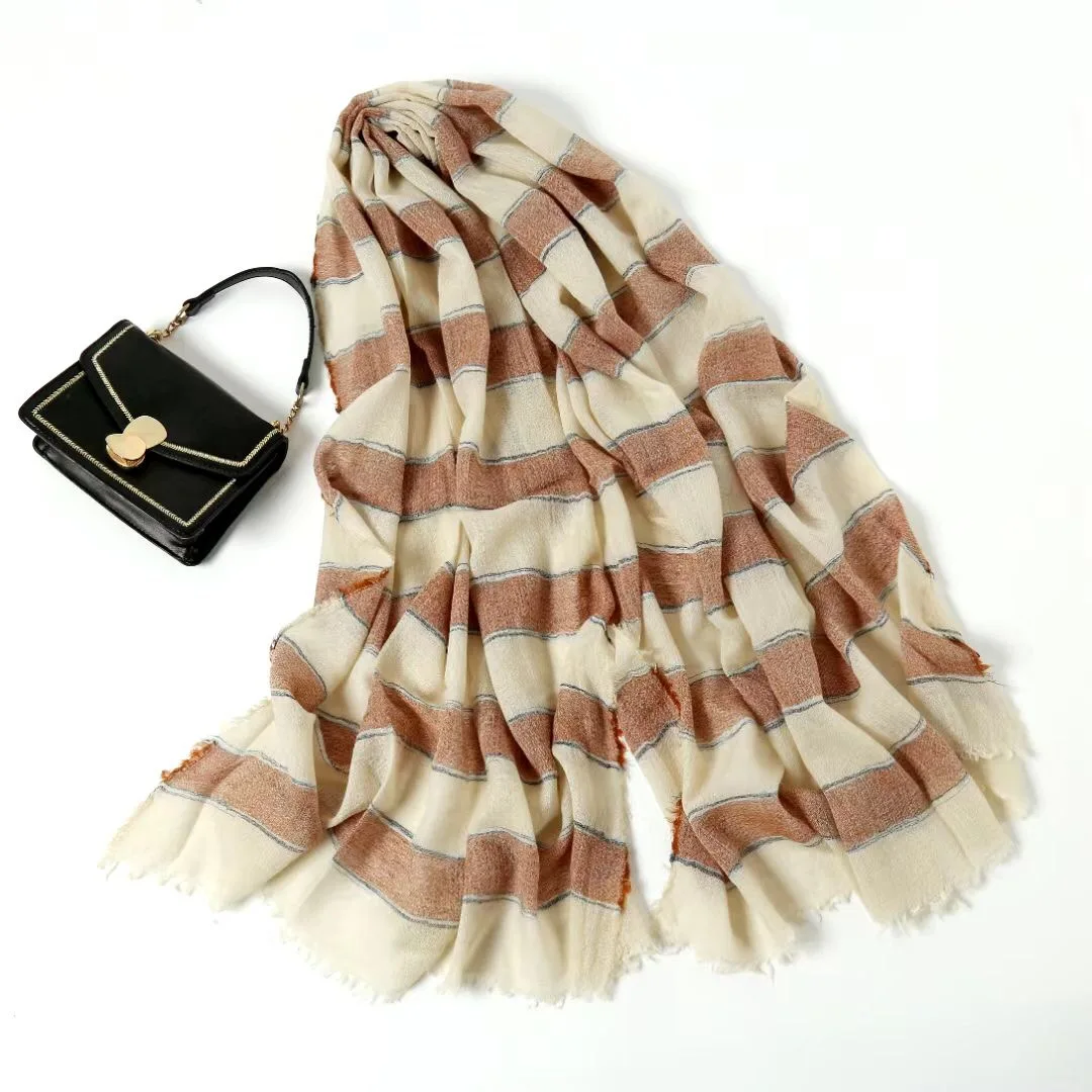 

Yarn Dyed Stripes Wool Acrylic Long Scarf Soft Female Air Conditioning Towel Women Hijab Foulard Girls Neck Accessories Jewelry