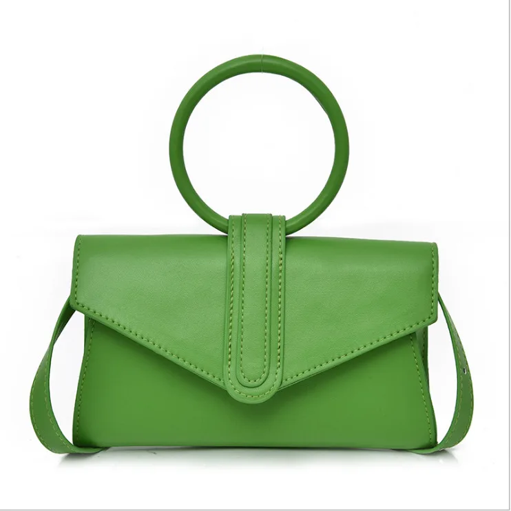 Маленькая свежая сумка-мессенджер с ручкой-кольцом женская сумка через плечо из искусственной кожи сумка с магнитной пряжкой простая сумка на плечо США - Цвет: Зеленый
