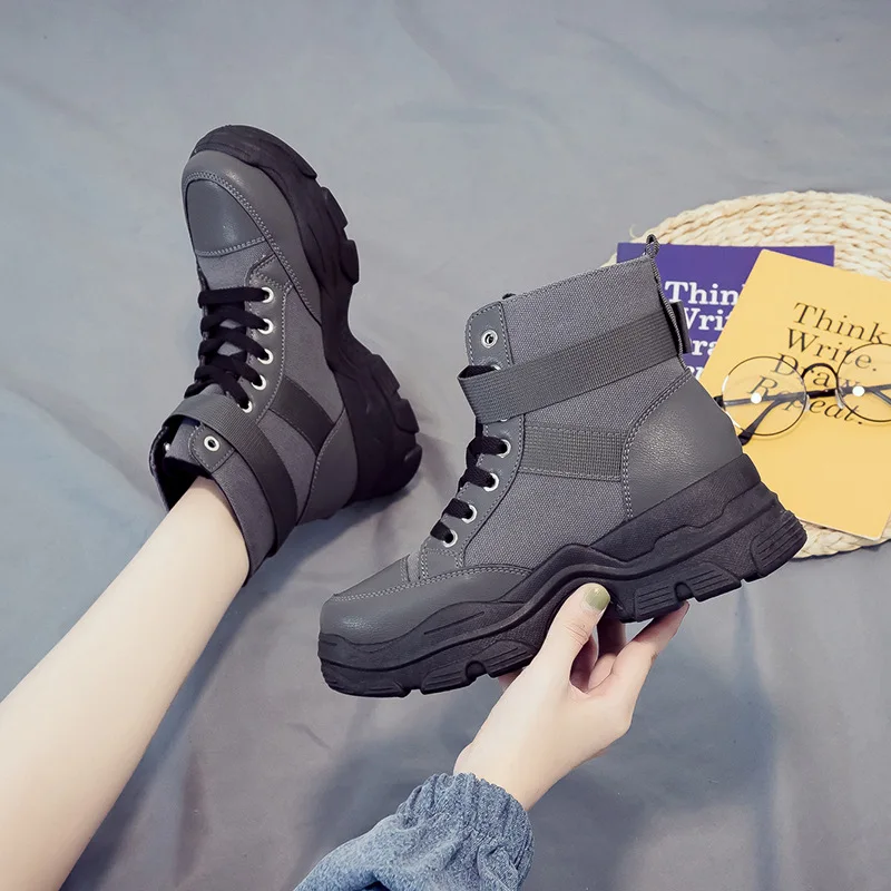 

Plus Velvet Martin Boots Women's Trendy Shoes 2019 Winter New Style Versatile British Style Thick Bottomed Warm Short Boots Wome